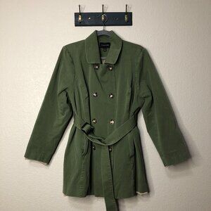 41 Hawthorn Green Trench Coat Jacket Women's 2x Belt Stretch Money